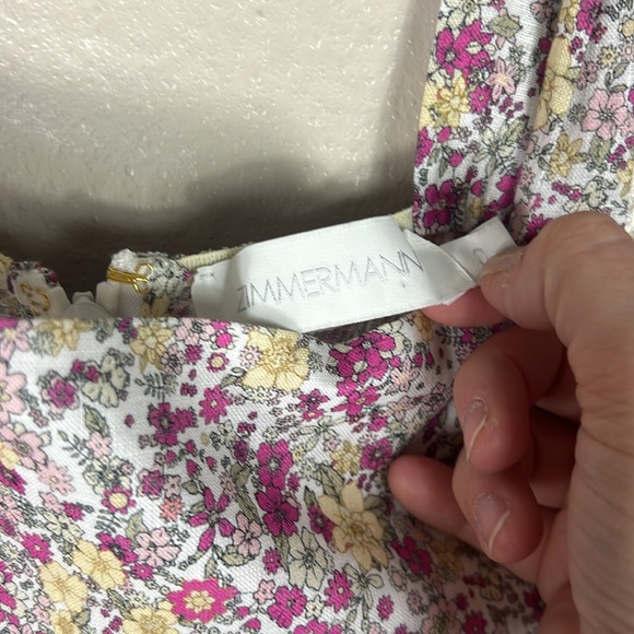 Zimmermann Carnaby Tie Shoulder Dress in Cerise Ditsy - Picture 5 of 10